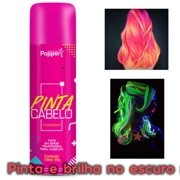 Spray de Cabelo Neon Rosa Brilha no Escuro Com Luz Negra Fluorescente Colorido